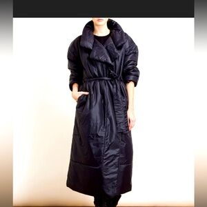 Norma Kamali hooded sleeping bag coat in black